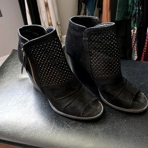 Black mesh style top bootie heels